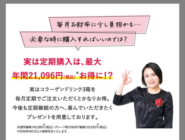 実は定期購入は、最大年間21,096円（税込）お得に！？